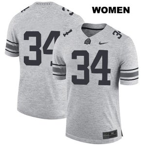 Women's NCAA Ohio State Buckeyes Mitch Rossi #34 College Stitched No Name Authentic Nike Gray Football Jersey NI20Z65UB